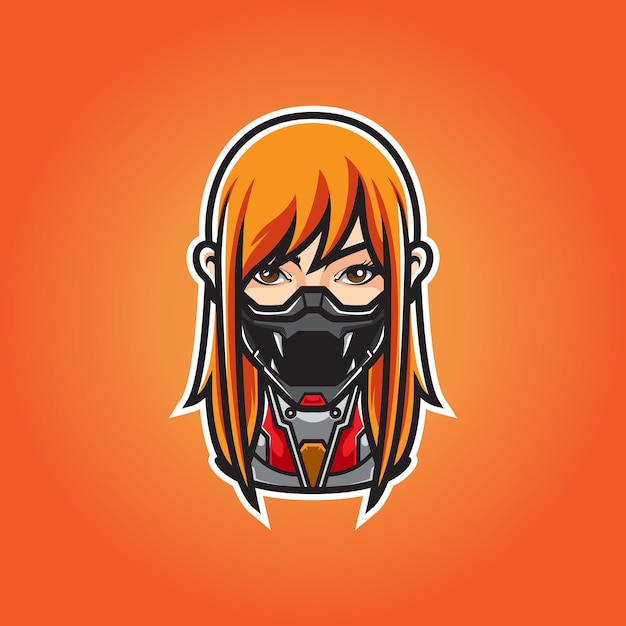 CYBER NINJA GIRL HEAD LOGO