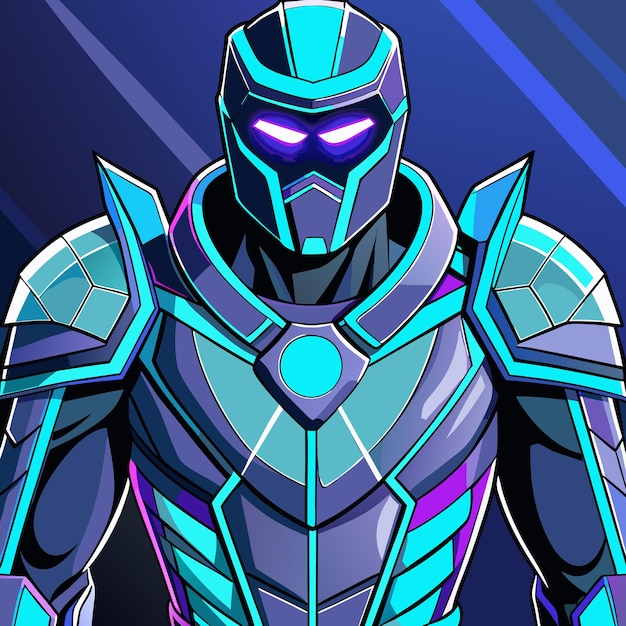 Vector cyber ninja warrior with futuristic armor suit