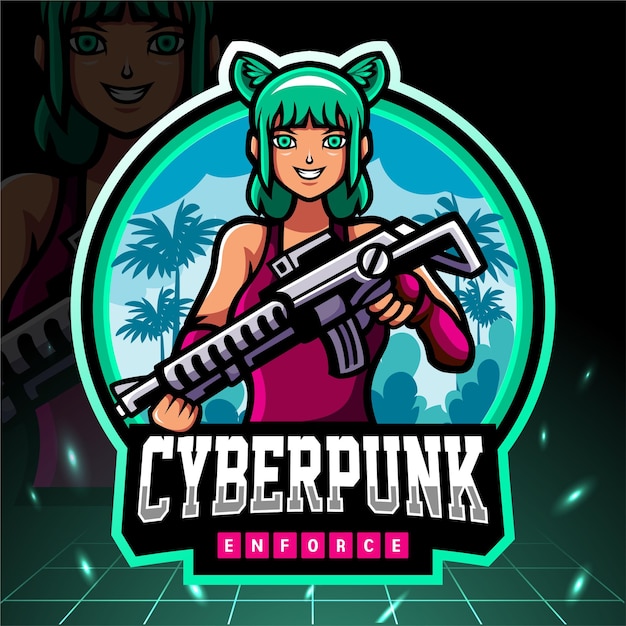 Cyber punk mascot. esport logo 