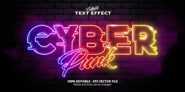 Cyber Punk text effect, neon style editable text effect