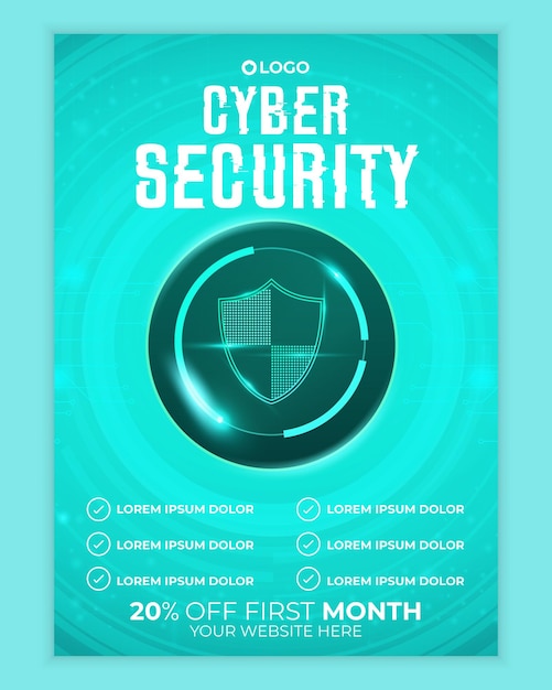 Vector cyber security awareness poster or flyer template