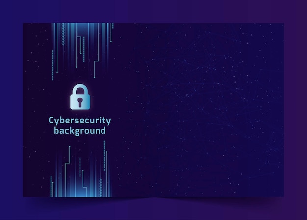 Vector cyber security background with sparkling network