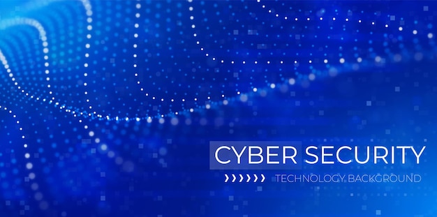 Cyber security concept Abstract blue particle background