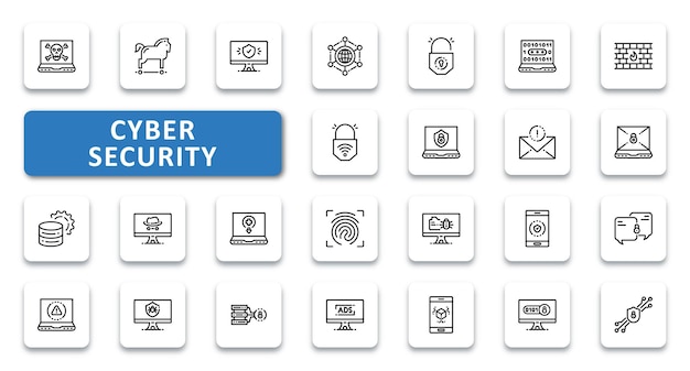 Cyber Security icon set vector illustration thin line outline icons