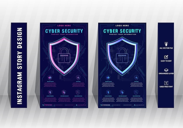 Vector cyber security instagram story design