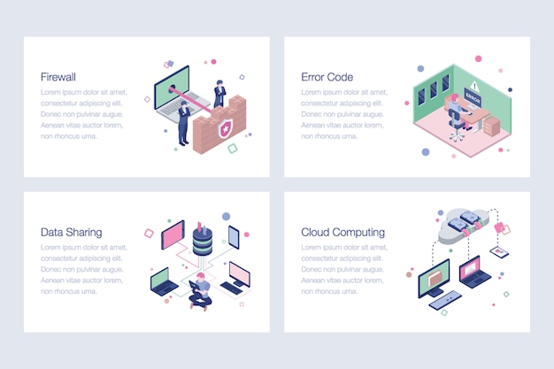  Cyber Security Isometric Vectors Set