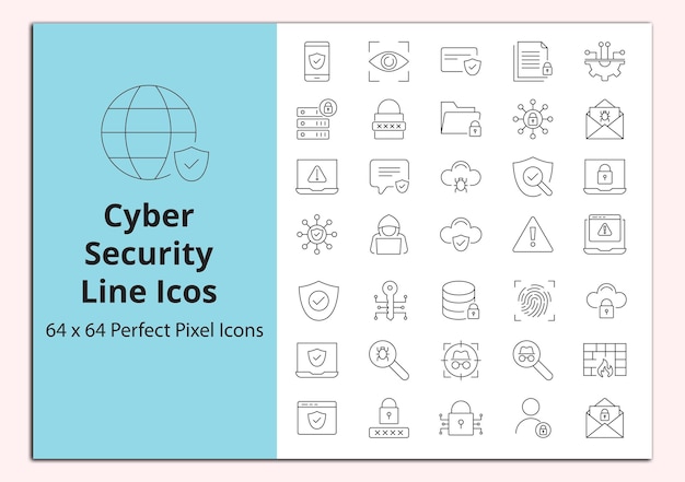 Cyber Security Line icons vectors set