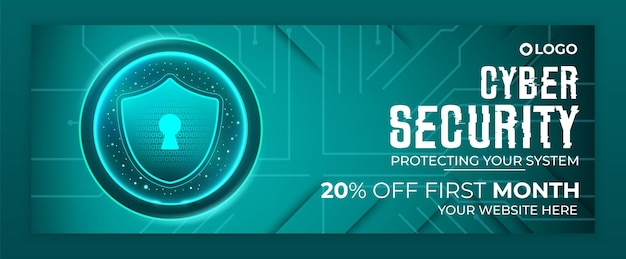 Cyber security modern Facebook cover book cover or Cyber icon template