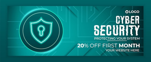 Cyber security modern Facebook cover book cover or Cyber icon template