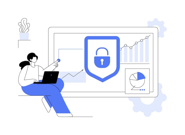 Cyber security risk management abstract concept vector illustration