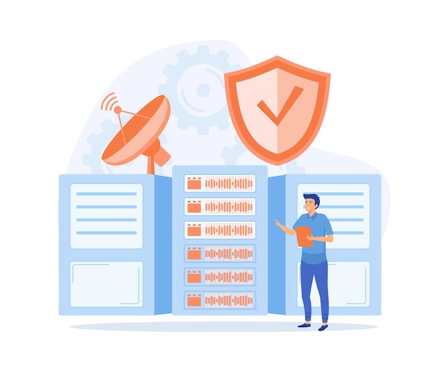 Vector cyber security services to protect personal dataonline payment security cloud shared documents server security flat vector modern illustration