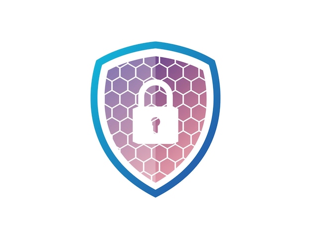 Cyber security shield lock in futuristic polygonal style cyber protection