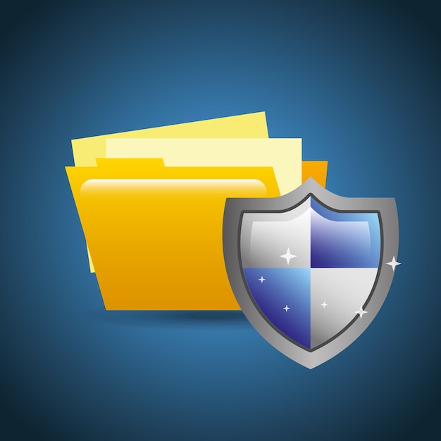 Vector cyber security shield protection folder file data 