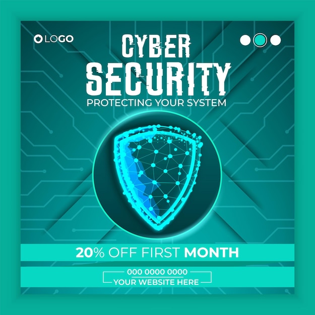 Vector cyber security social media post design facebook or instagram cyber ads template