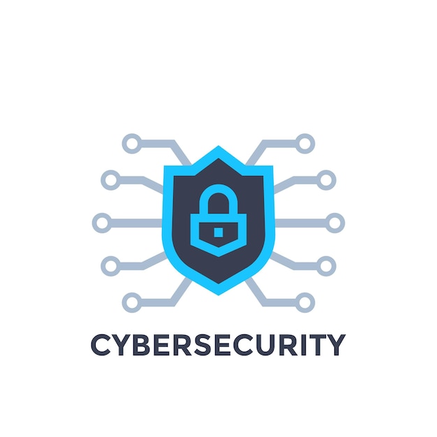 Cyber security vector logo with shield