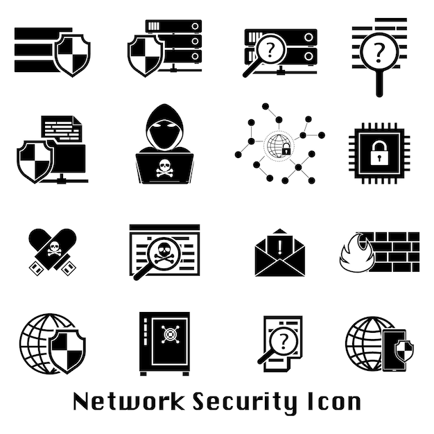 Cybercrime internet network security black icon