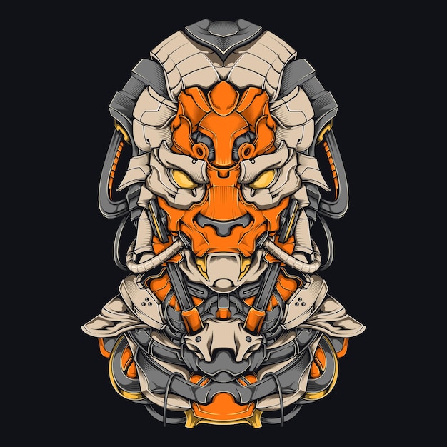 Cyberpunk Dog Mecha Illustration Highly Detailed Dog Head Robot Shirt Design