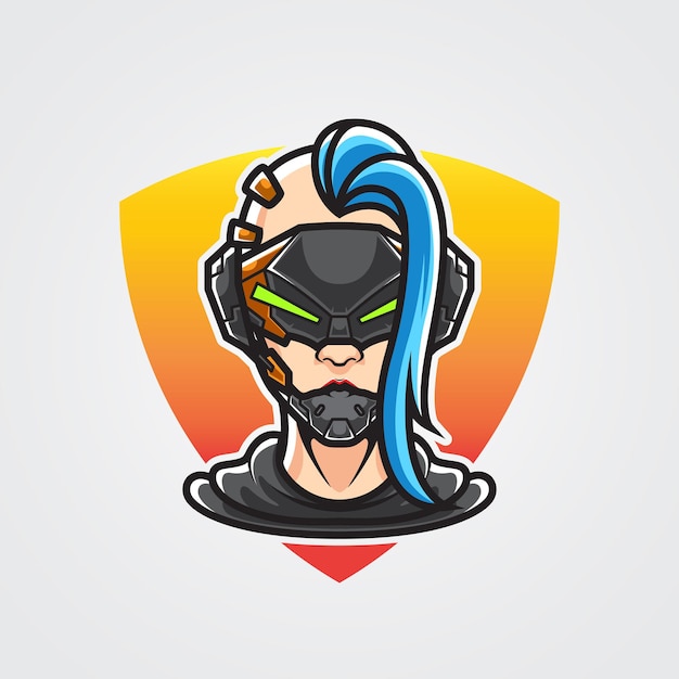 CYBERPUNK GIRL NINJA HEAD LOGO