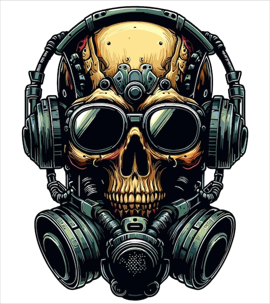 Vector cyberpunk skull