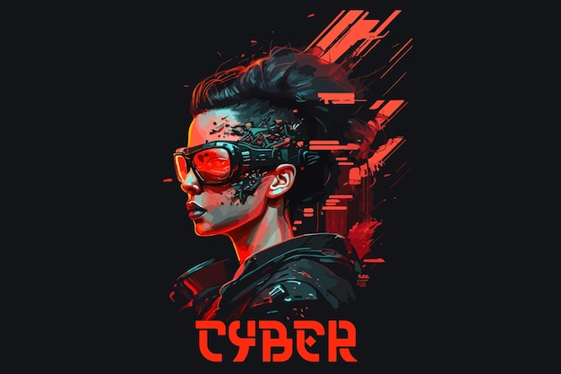 Cyberpunk vector art for tshirt design