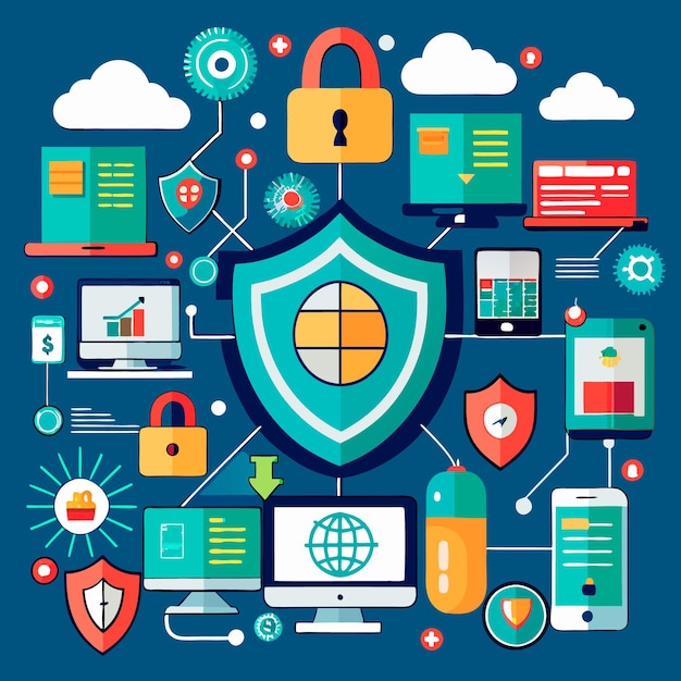 Cybersecurity Background Vector Art for Digital Protection