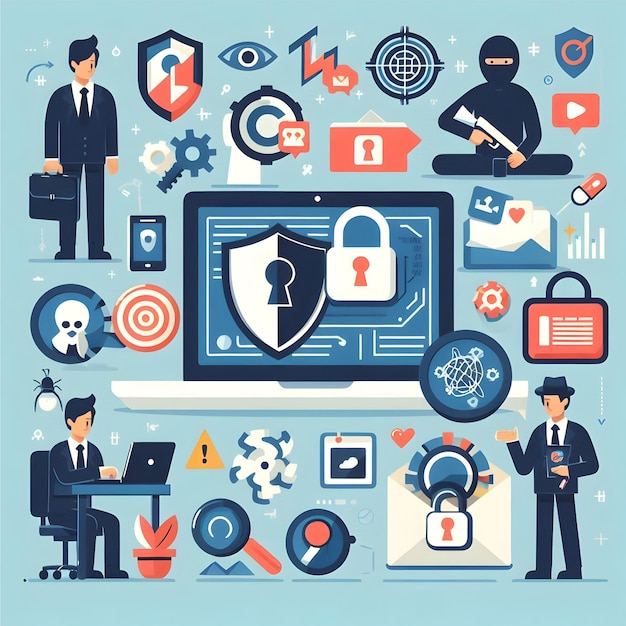 Cybersecurity illustrations vector graphics design