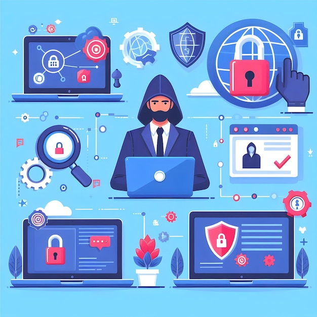 Cybersecurity illustrations vector graphics design