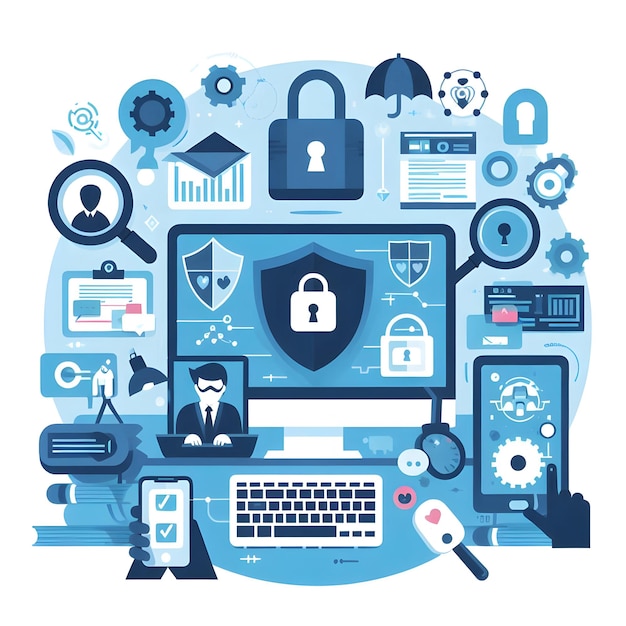 Cybersecurity illustrations vector graphics design