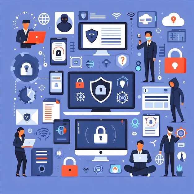 Cybersecurity illustrations vector graphics design