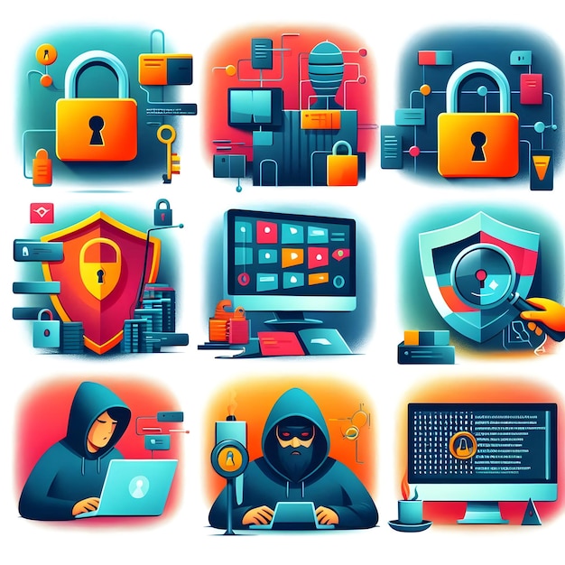 Cybersecurity illustrations vector graphics design