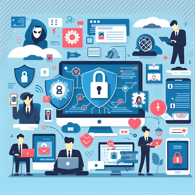 Cybersecurity illustrations vector graphics design