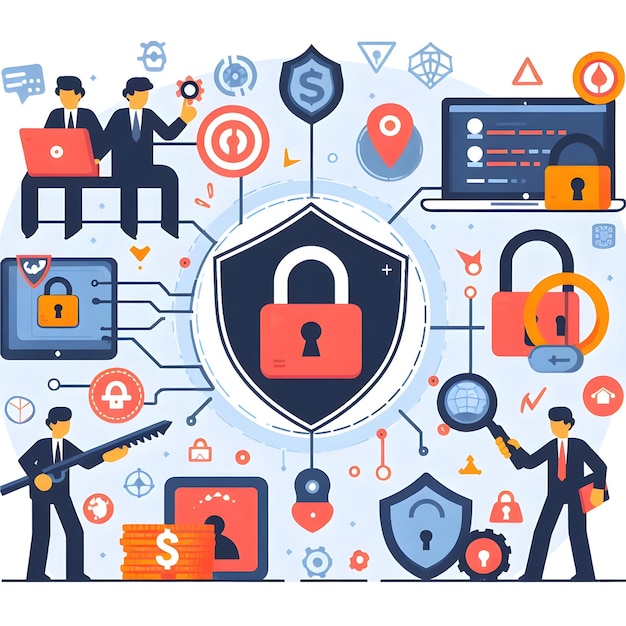 Vector cybersecurity illustrations vector graphics design