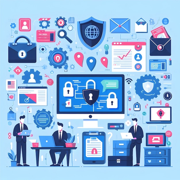 Cybersecurity illustrations vector graphics design