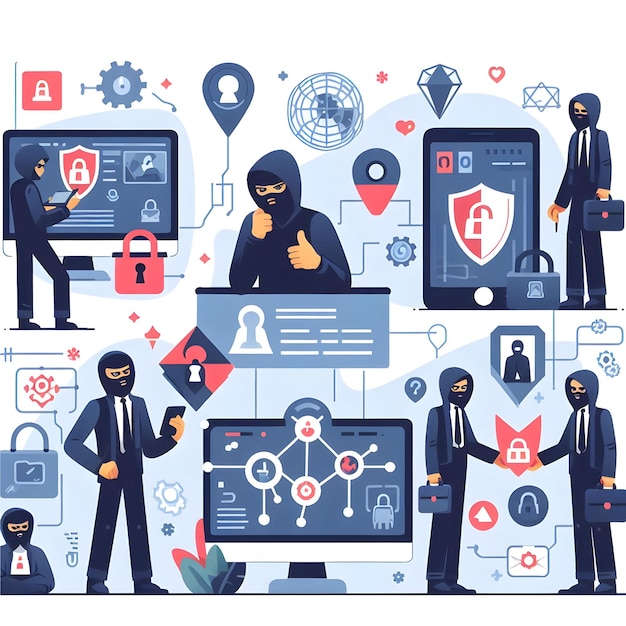 Vector cybersecurity illustrations vector graphics design