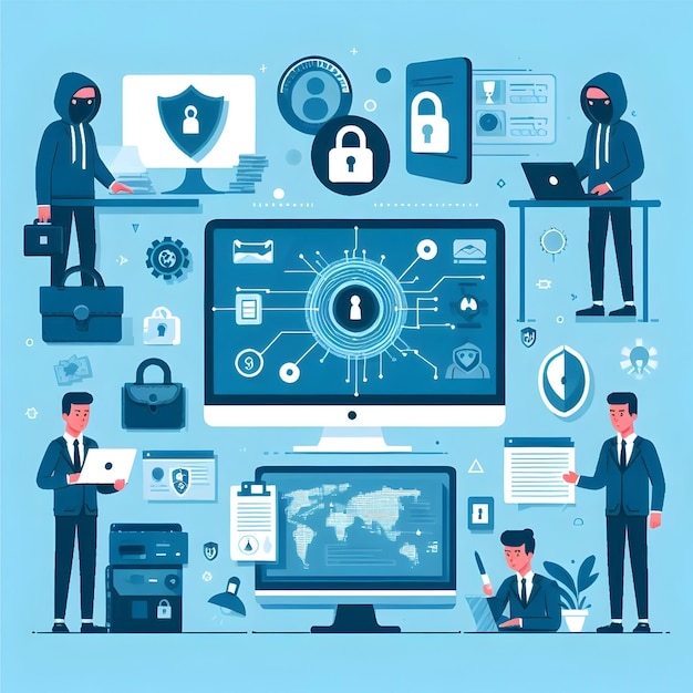 Cybersecurity illustrations vector graphics design