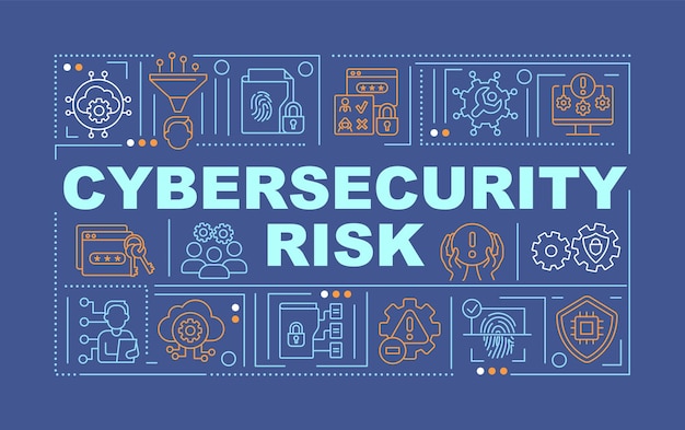 Vector cybersecurity risk word concepts dark blue banner