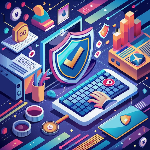 Cybersecurity vector illustrations