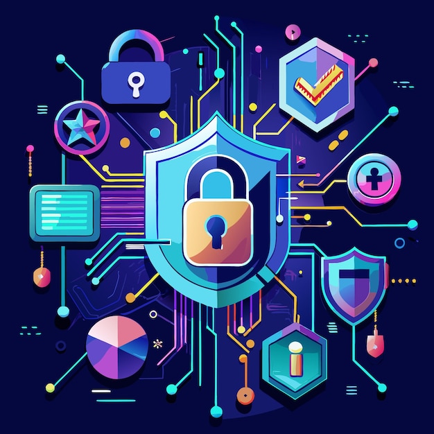 Cybersecurity vector illustrations