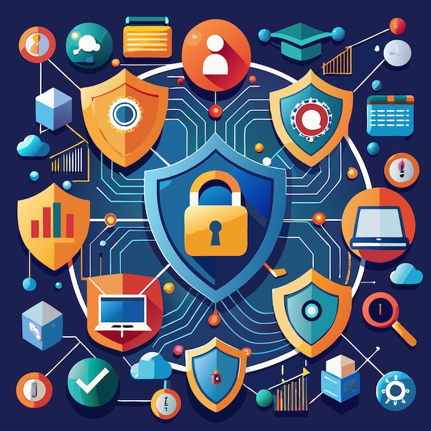 Vector cybersecurity vector illustrations