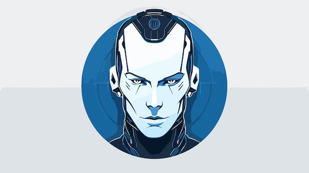 Vector cyborg head vector icon illustration