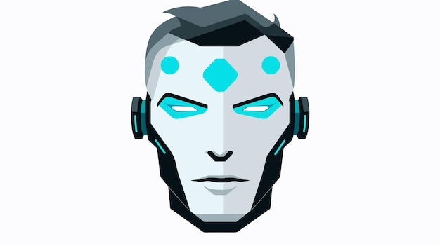 Vector cyborg head vector icon