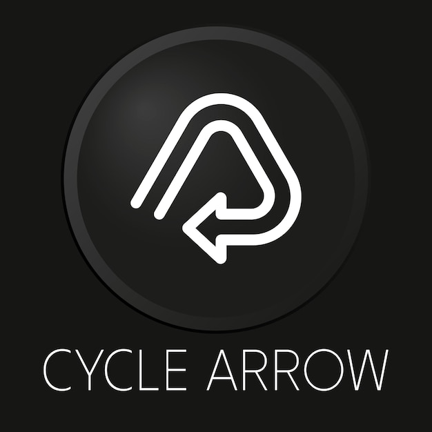 Cycle arrows minimal vector line icon on 3D button isolated on black background Premium Vector