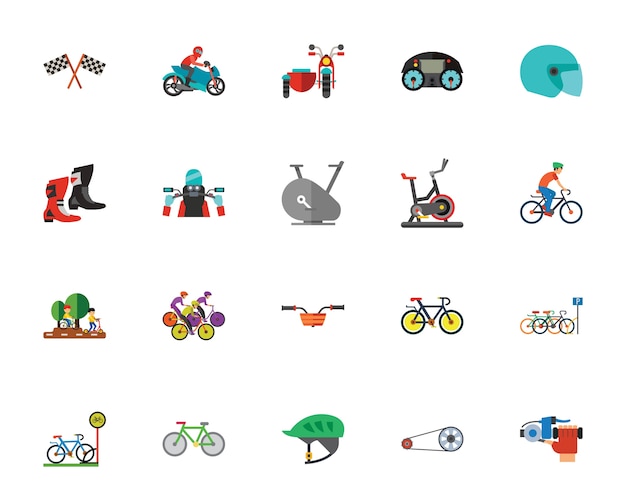 Cycle and moto sport icons set