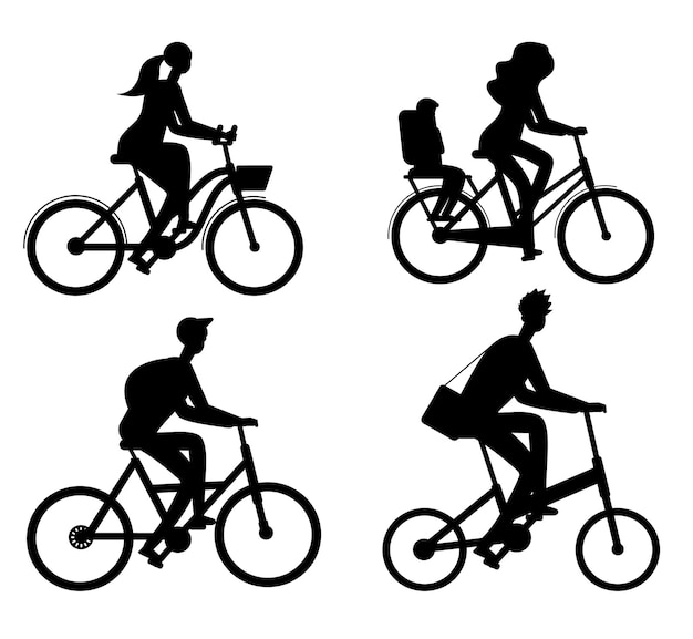 Cycle Ridding man women vector vector Silhouettes