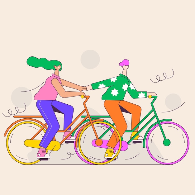 cycling couple character