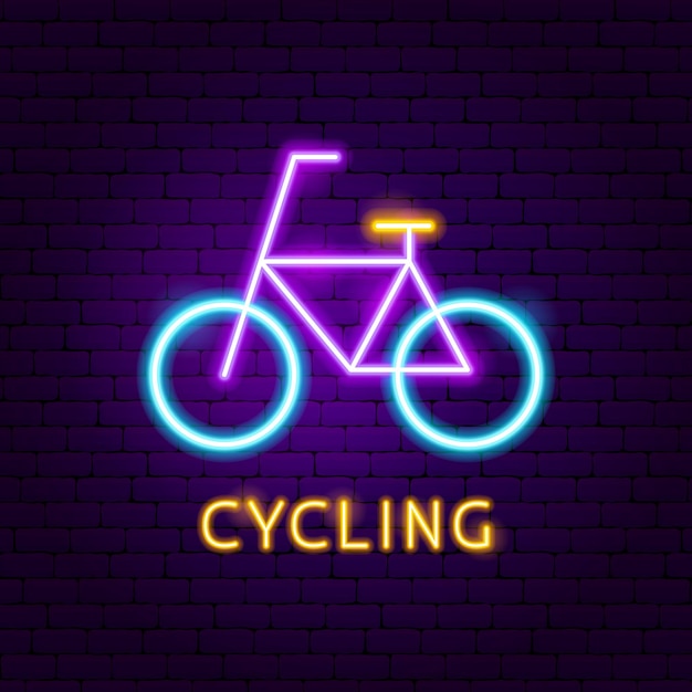 Cycling Neon Label. Vector Illustration of Sport Promotion.