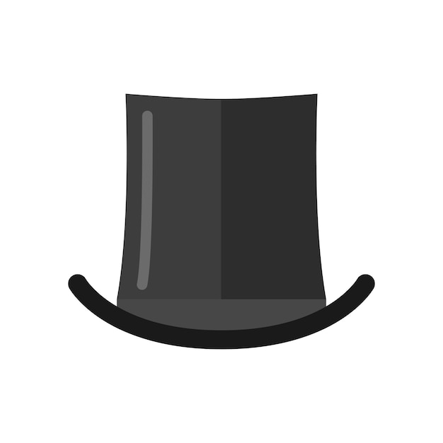 The cylinder hat. Male headdress. Flat design.