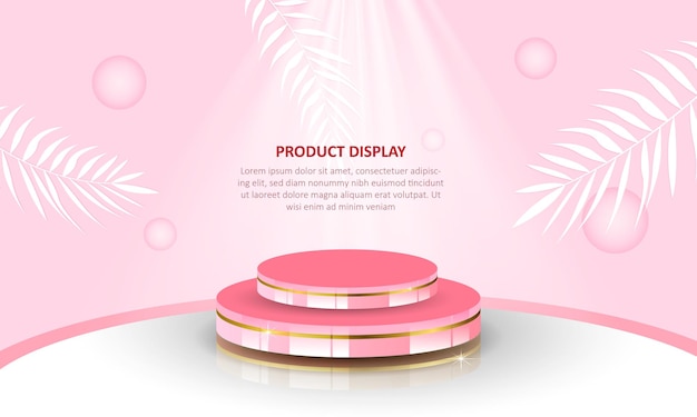 Cylinder podium product display show in pink background