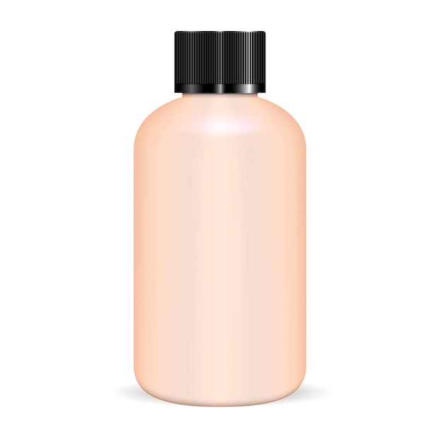 Cylinder Round Shampoo Bottle Vector Blank.