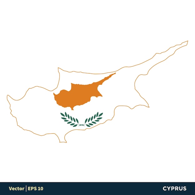 Cyprus Europe Countries Map and Flag Vector Icon Template Illustration Design Vector EPS 10